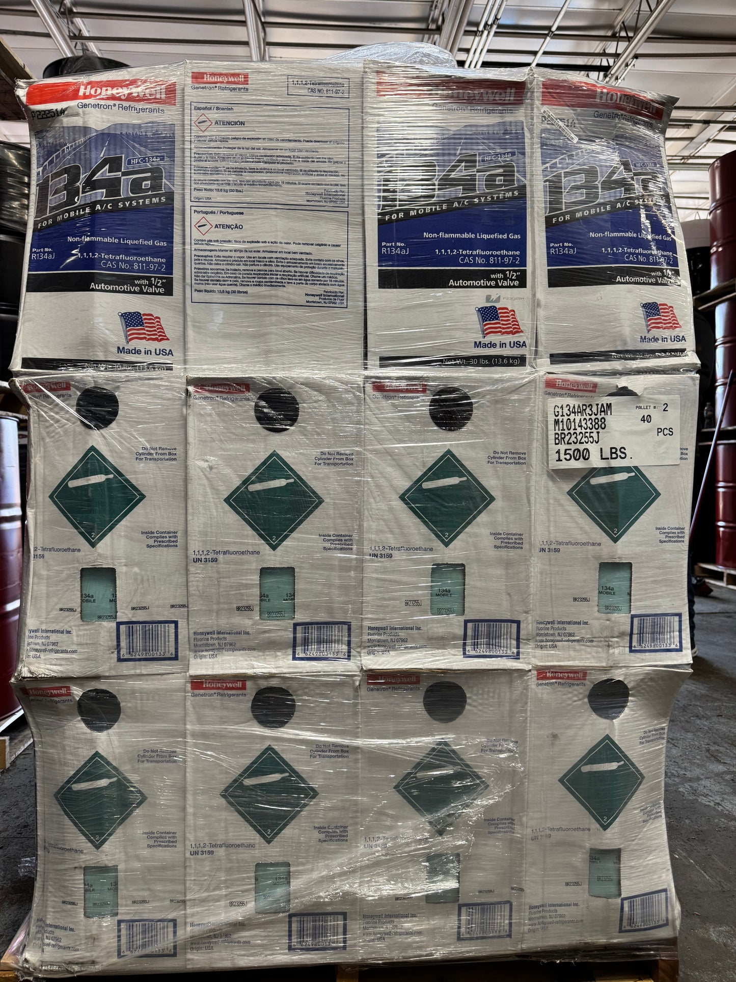 134A 30 LB NON FLAMMABLE LIQUEFIED GAS FREON